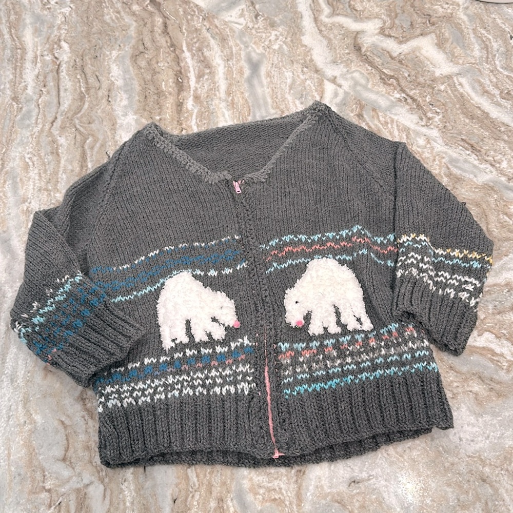 Hand knit Polar Bear Cardigan